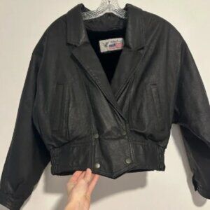 Vintage American leather black biker jacket
